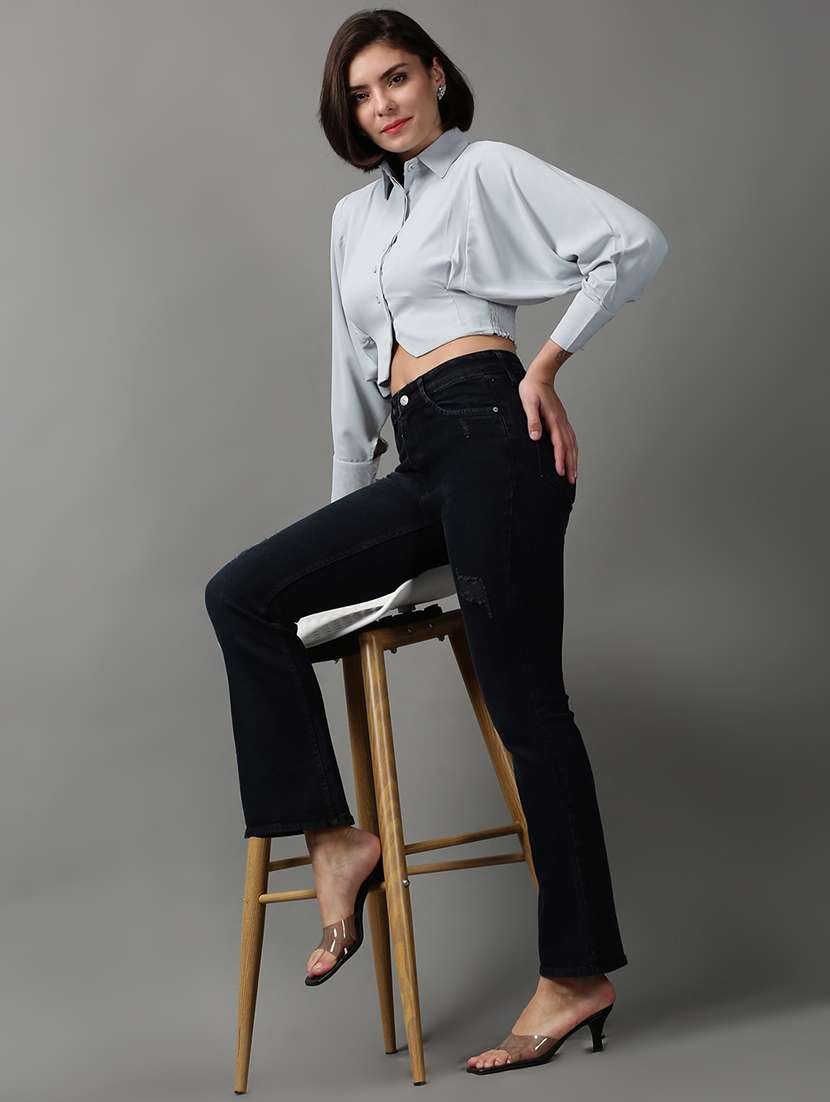 women's distress bootcut jeans - 18591011 - Standard Image - 4