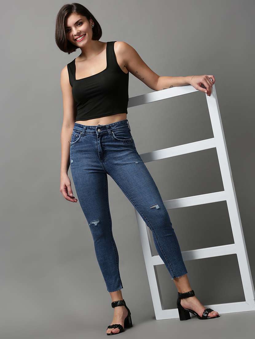 women's distress slim fit jeans - 18591013 - Standard Image - 4