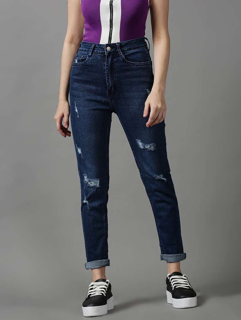 women's distress slim fit jeans