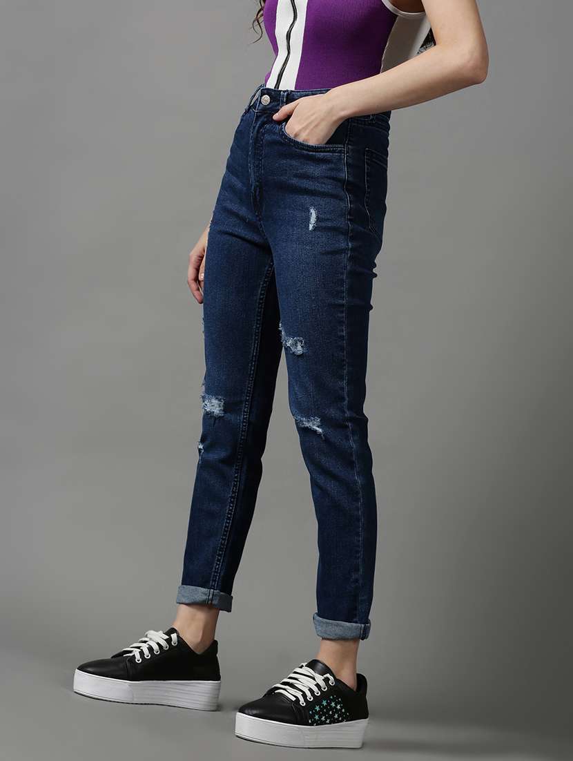 women's distress slim fit jeans - 18591015 -  Standard Image - 1