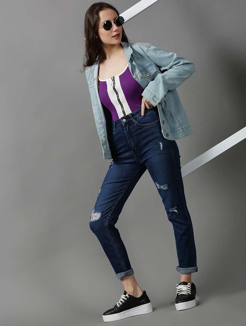 women's distress slim fit jeans - 18591015 -  Standard Image - 4