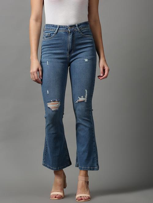 women's distress bootcut jeans - 18591017 - Standard Image - 0