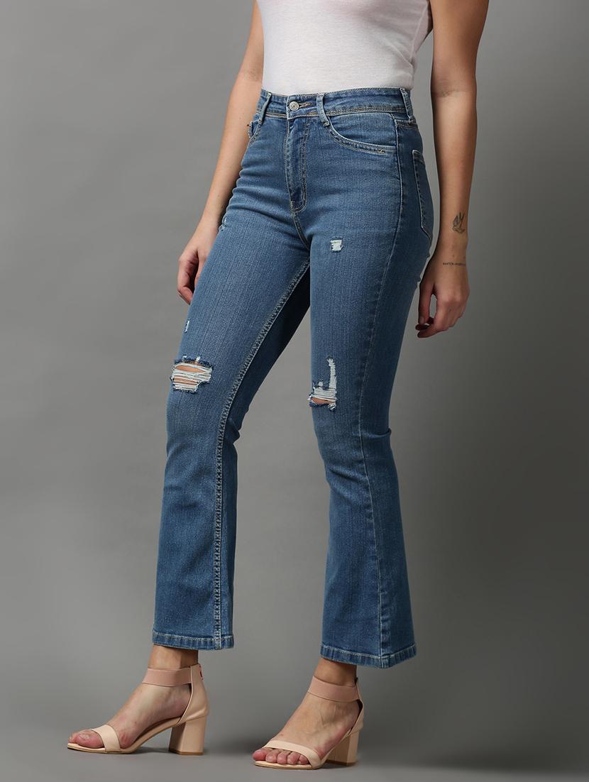 women's distress bootcut jeans - 18591017 - Standard Image - 1
