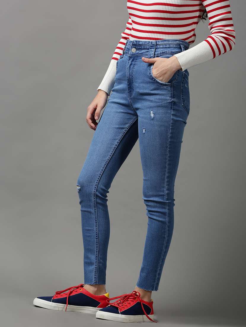 women's distress slim fit jeans - 18591027 -  Standard Image - 1
