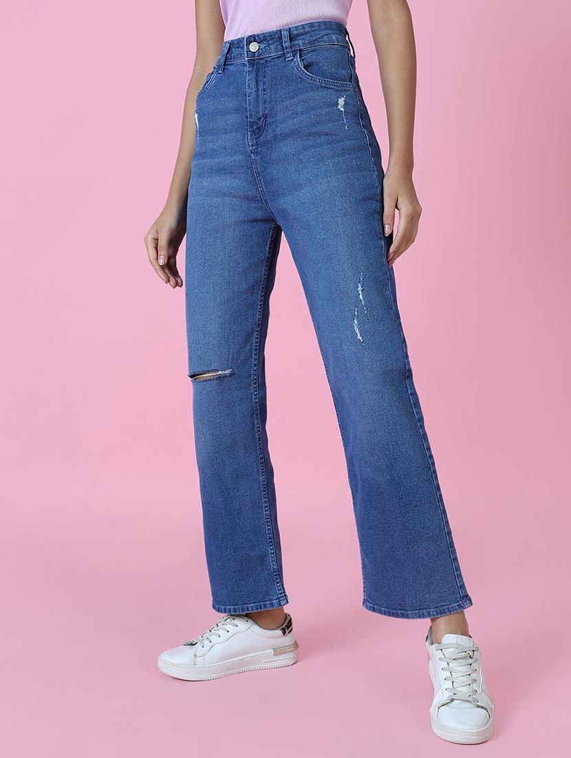 women's distress straight fit jeans - 18591031 -  Standard Image - 1