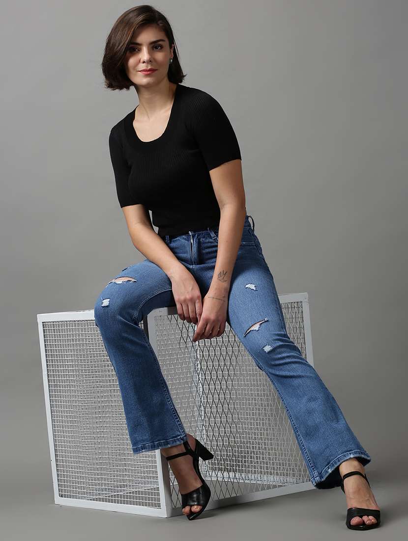 women's distress bootcut jeans - 18591039 -  Standard Image - 4