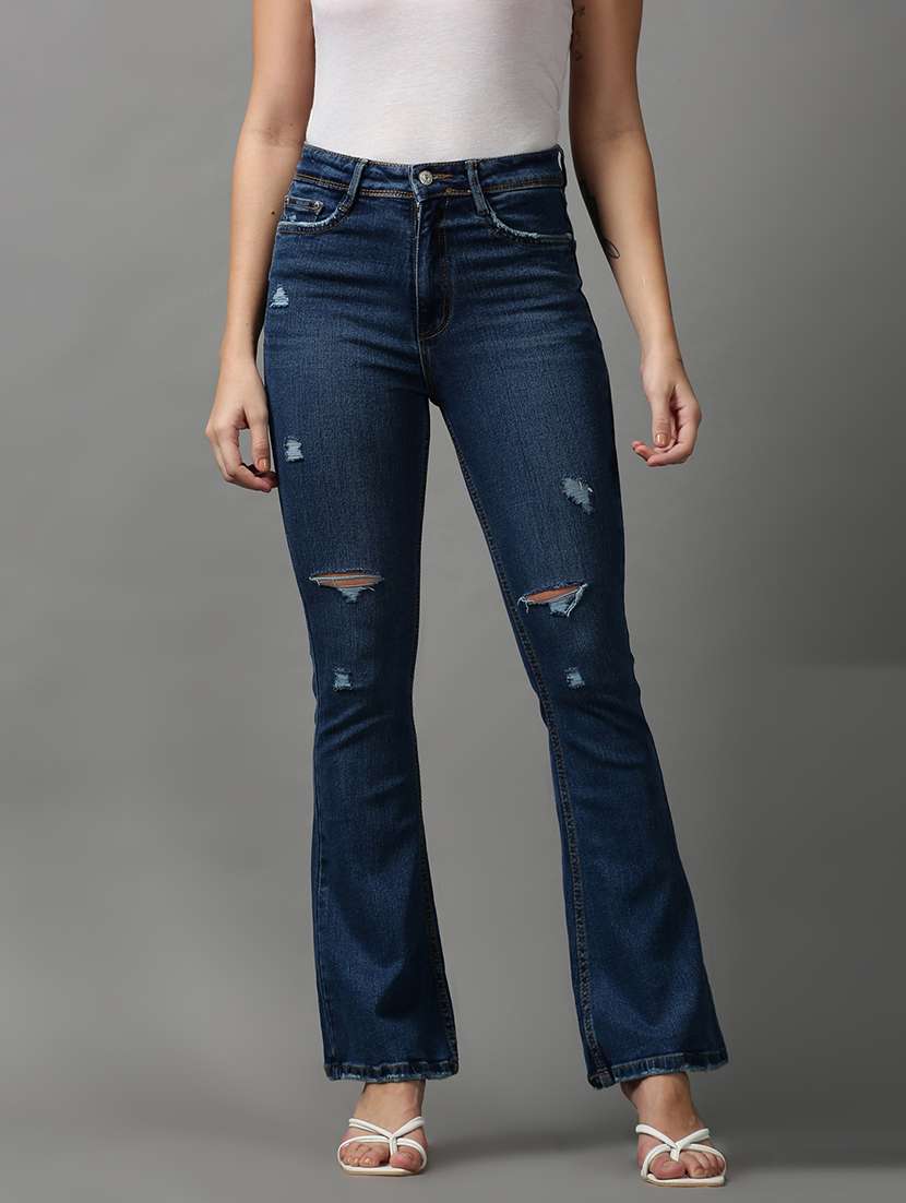women's distress bootcut jeans