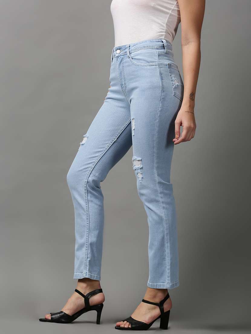 women's distress bootcut fit jeans - 18591053 - Standard Image - 1