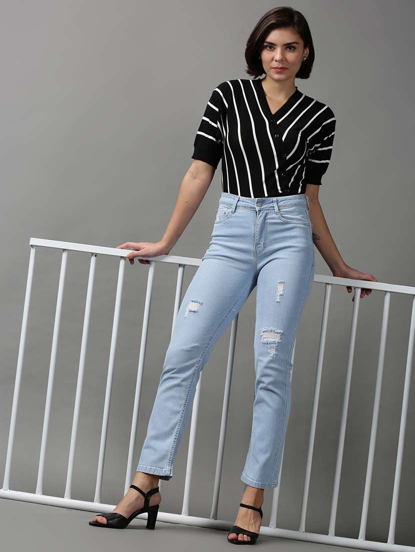 women's distress bootcut fit jeans - 18591053 - Standard Image - 4
