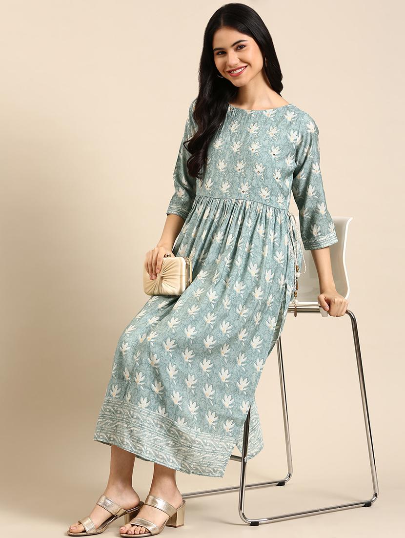 women floral round neck kurta pant set - 18591195 -  Standard Image - 1