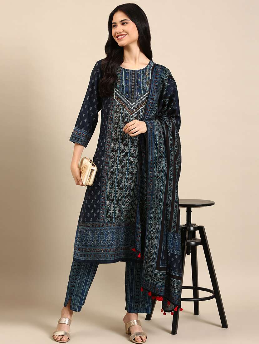 women printed kurta pant with dupatta set - 18591206 - Standard Image - 1