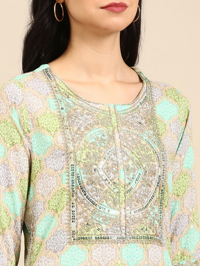 women three quarter sleeve kurta pant with dupatta set - 18591208 - Standard Image - 4