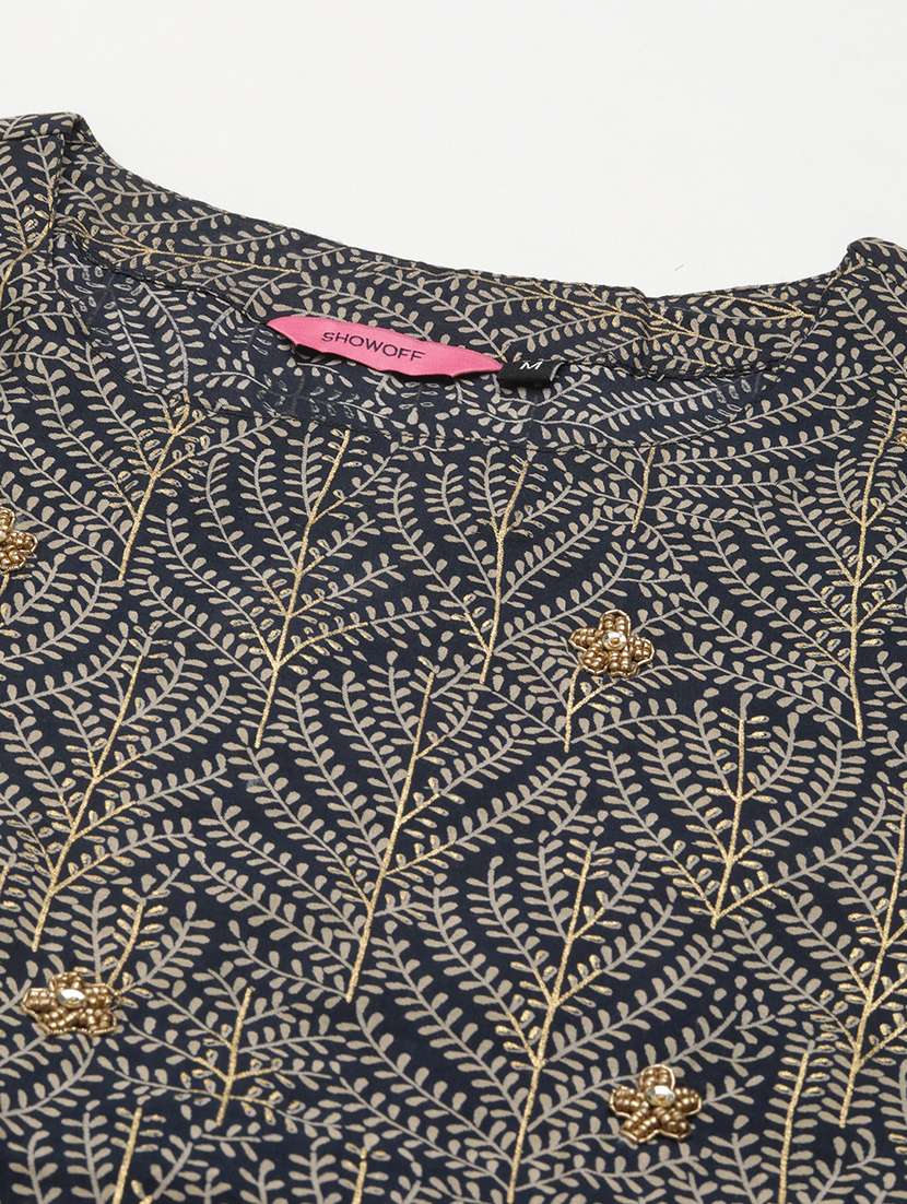 women printed round neck kurta palazzo set - 18591214 -  Standard Image - 6