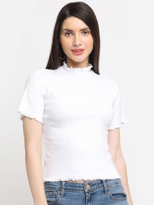 women's white mock neck top - 18591525 - Standard Image - 0