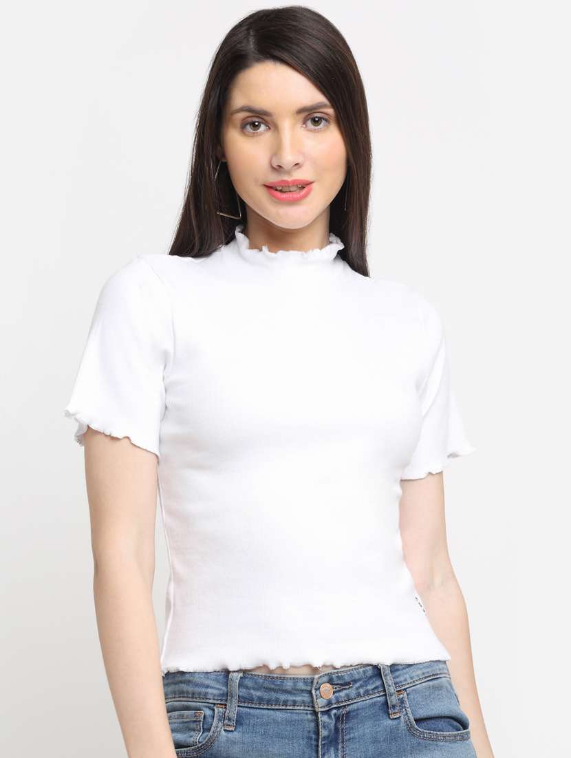 women's white mock neck top - 18591525 - Zoom Image - 0