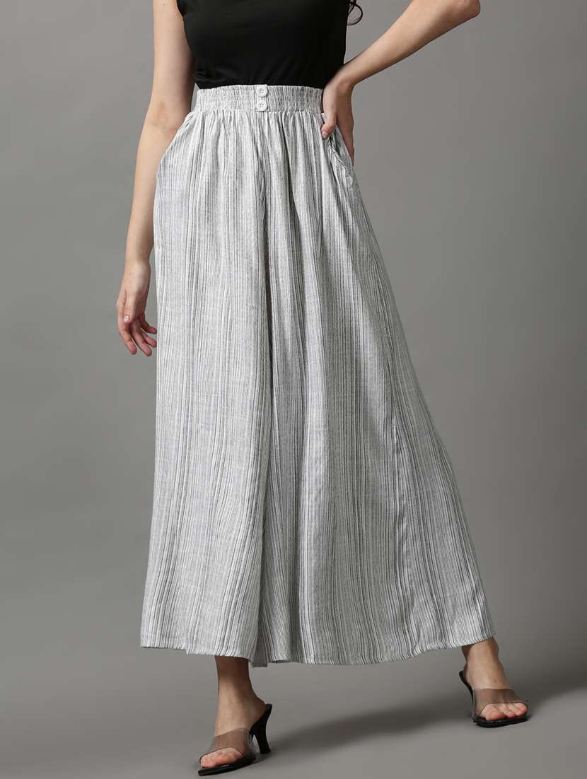 high rise striped wide leg trouser 