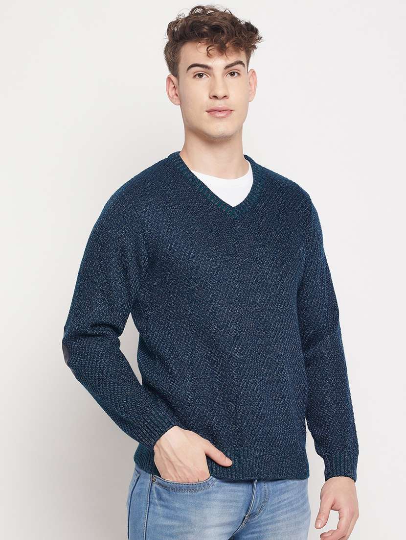 navy blue self designed pullover - 18591565 -  Standard Image - 1