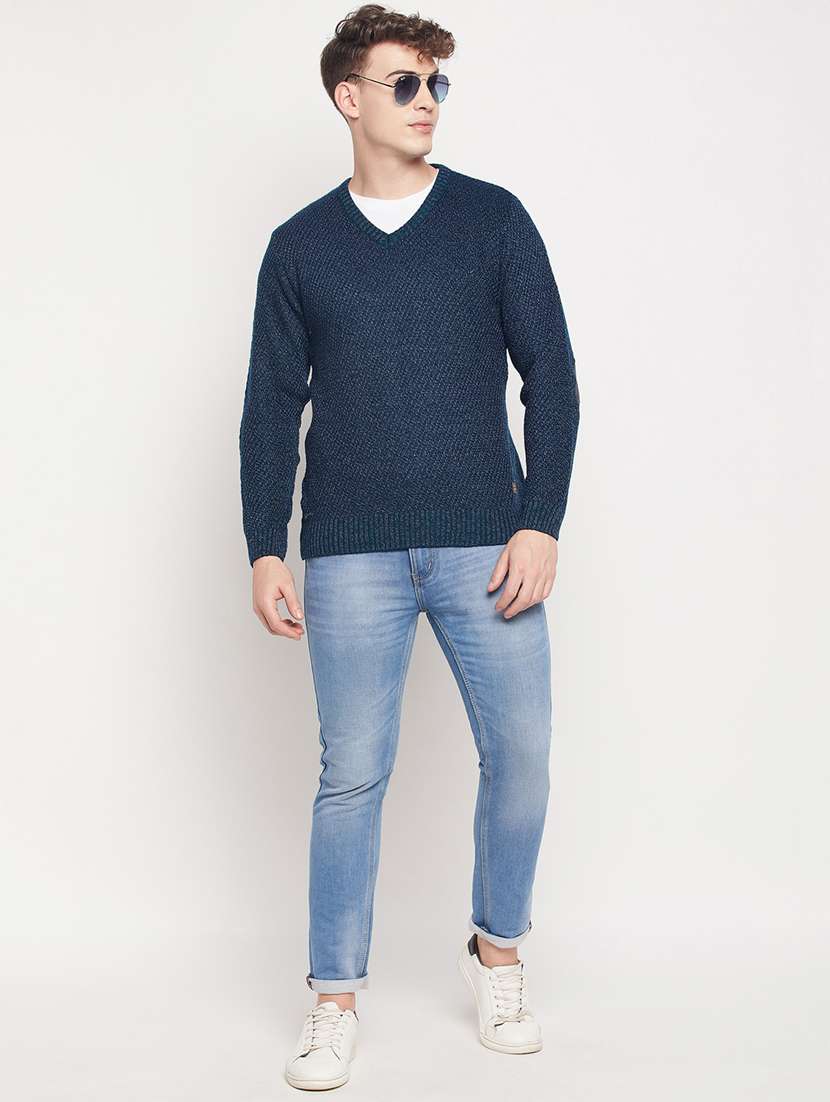 navy blue self designed pullover - 18591565 -  Standard Image - 4