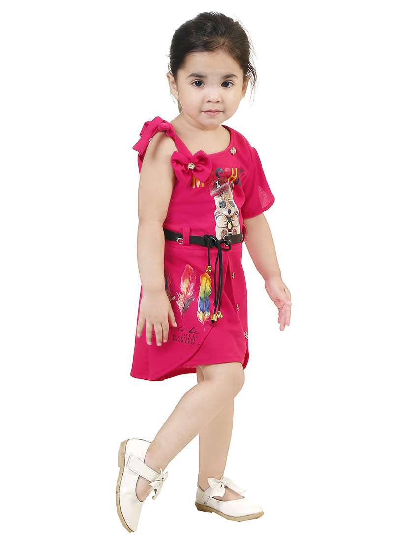 girls round neck cap sleeve frock - 18591959 -  Standard Image - 1