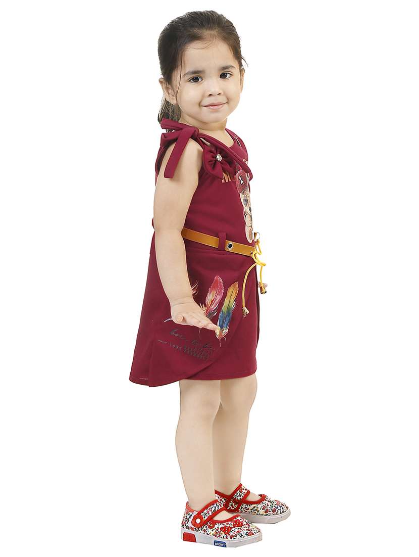 girls round neck cap sleeve frock - 18591960 -  Standard Image - 1