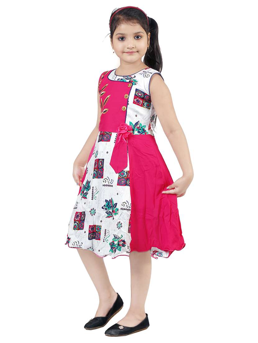 Girls Round Neck Sleeveless Frock - 18591964 -  Standard Image - 1