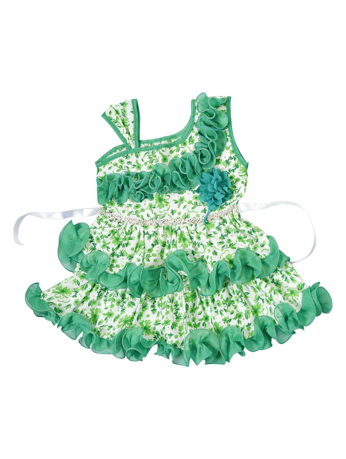 girls asymmetric neck sleeveless frock