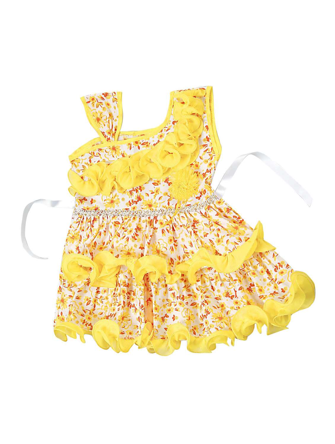 girls asymmetric neck sleeveless frock