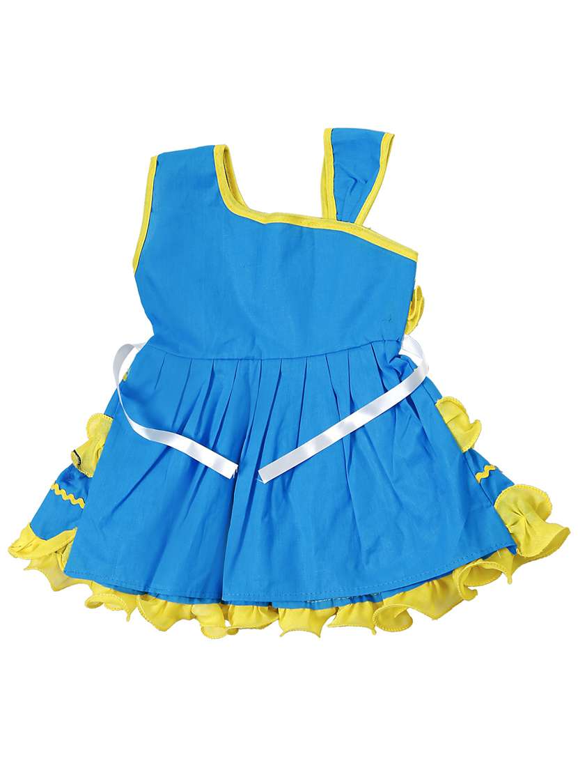 girls asymmetric neck cap sleeve frock - 18591992 -  Standard Image - 1