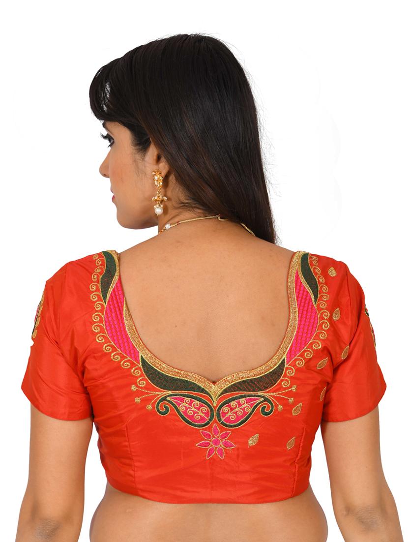 women red embroidered stitched blouse - 18592159 - Standard Image - 1