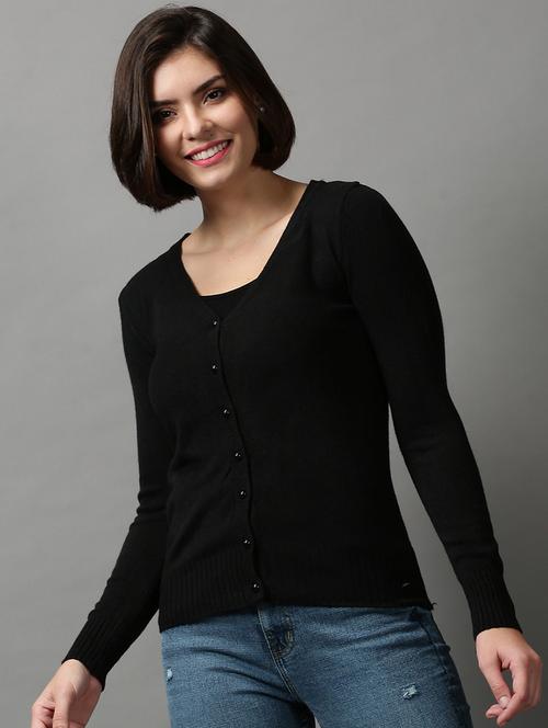 v neck solid wool cardigan - 18592451 -  Standard Image - 0