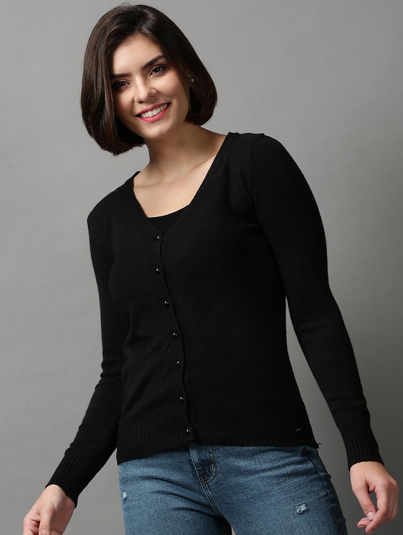 v neck solid wool cardigan - 18592451 -  Zoom Image - 0