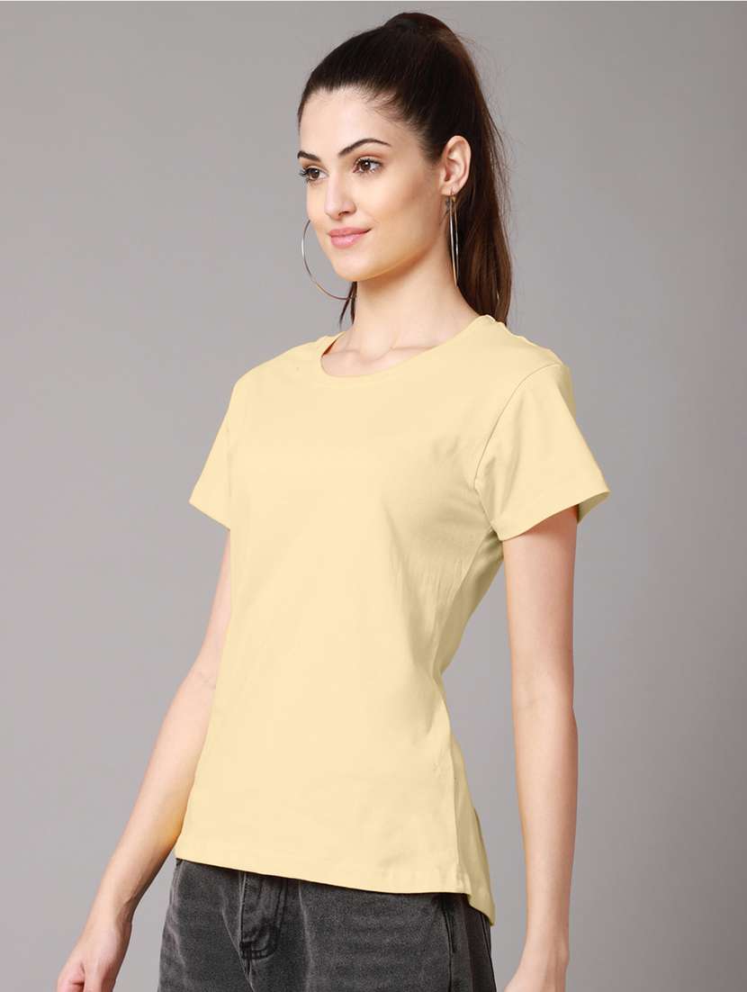 women solid round neck t-shirt - 18593015 -  Standard Image - 1