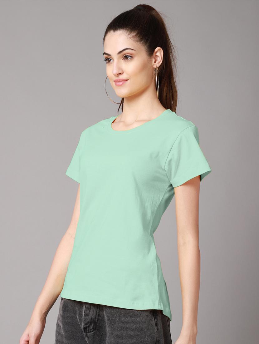 women's plain round neck t-shirt - 18593022 -  Standard Image - 1