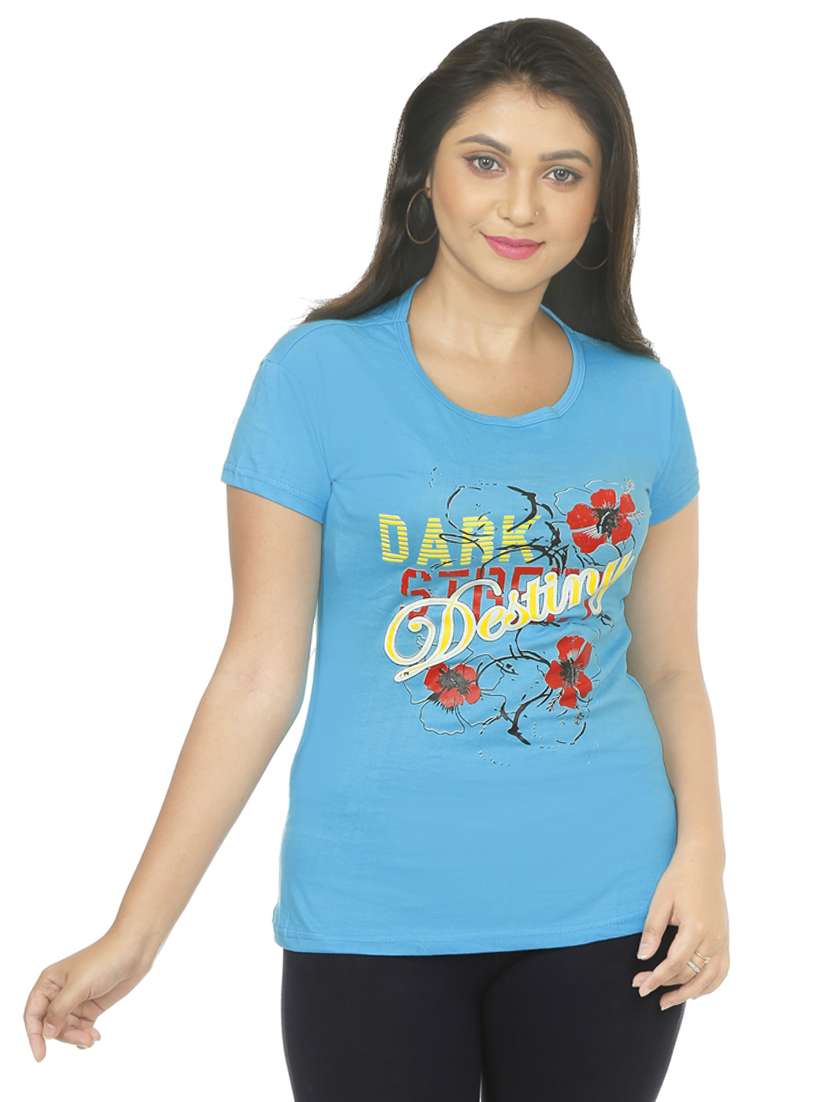 women's front print round neck t-shirt