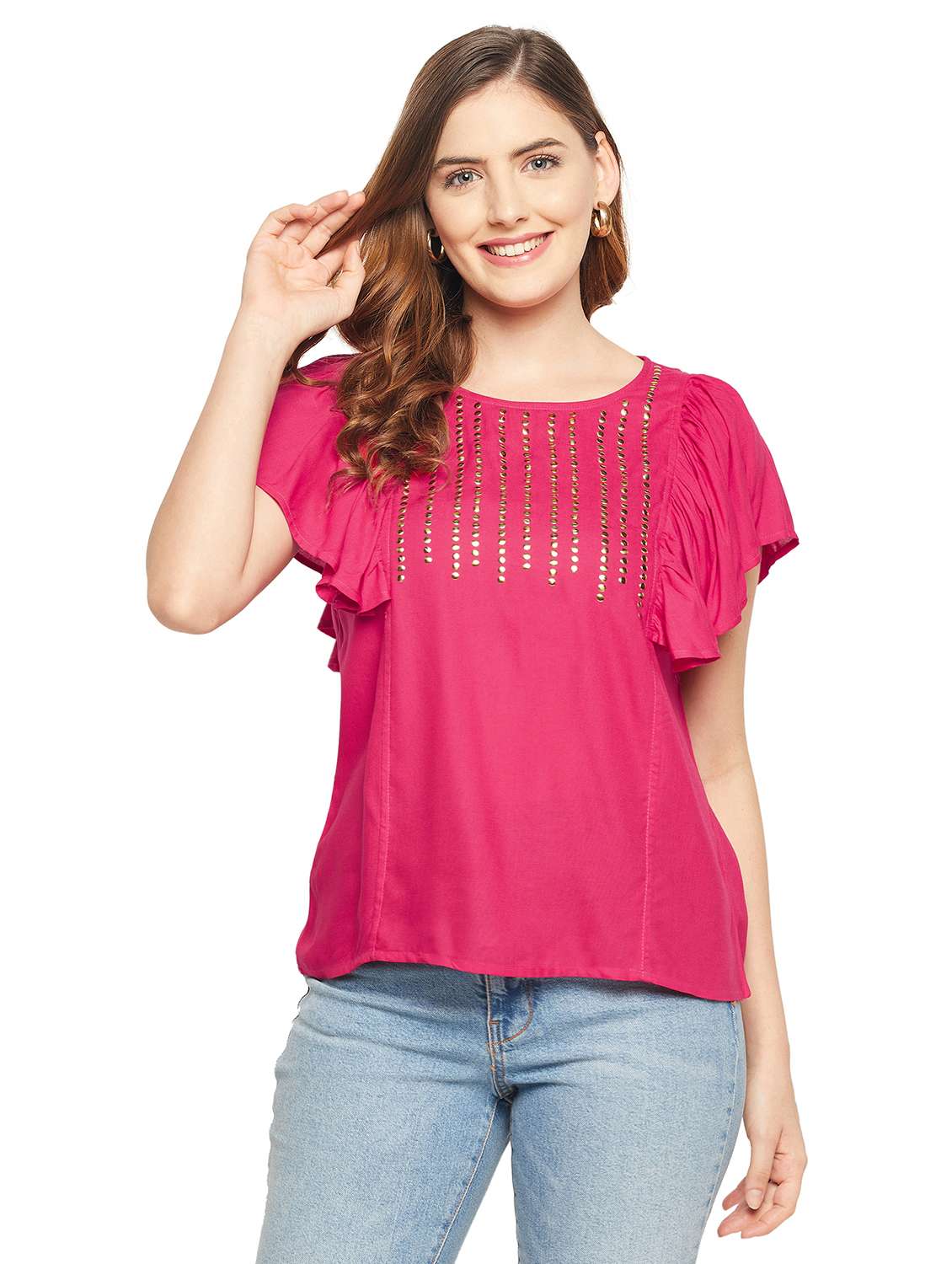 women's straight round neck top