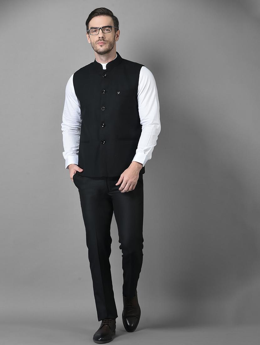 solid woolen classic nehru jacket - 18601511 - Standard Image - 4