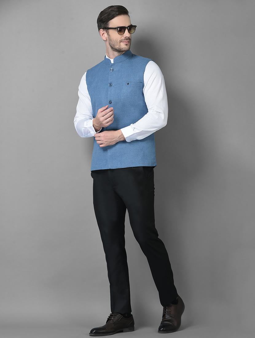 solid woolen classic nehru jacket - 18601512 - Standard Image - 4