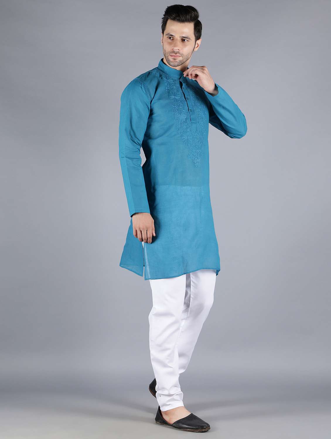 embroidered long kurta - 18602007 - Standard Image - 1