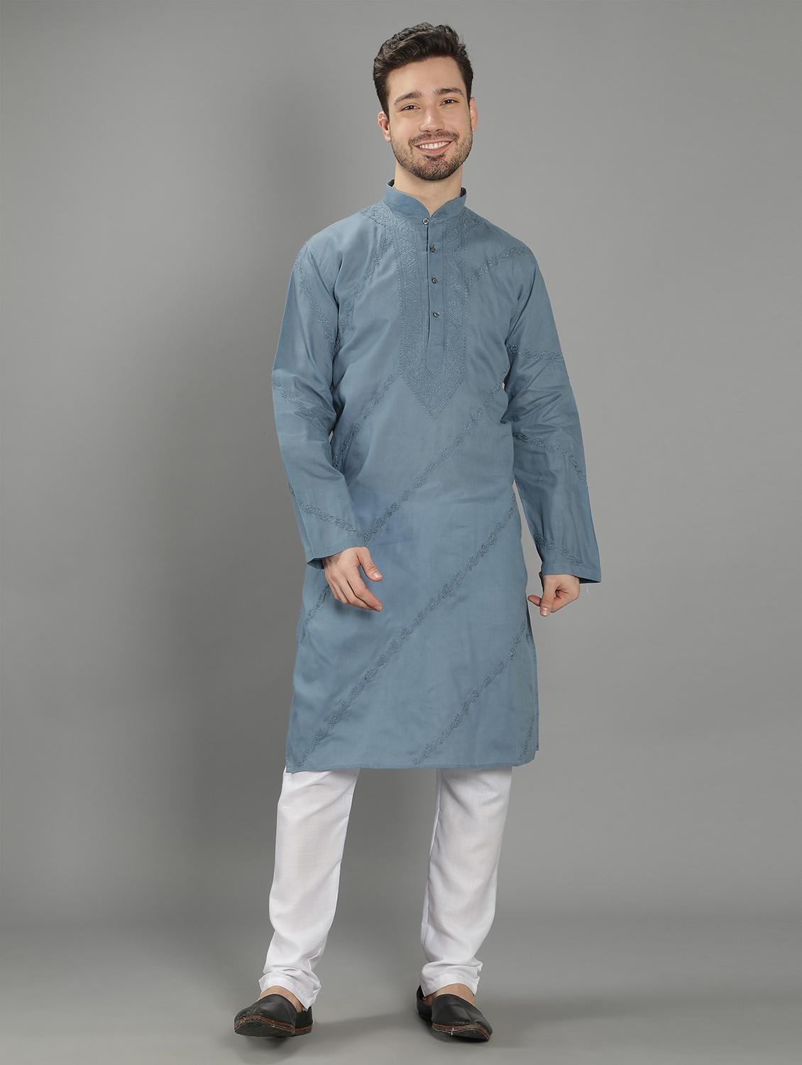 embroidered long kurta - 18602030 - Zoom Image - 0
