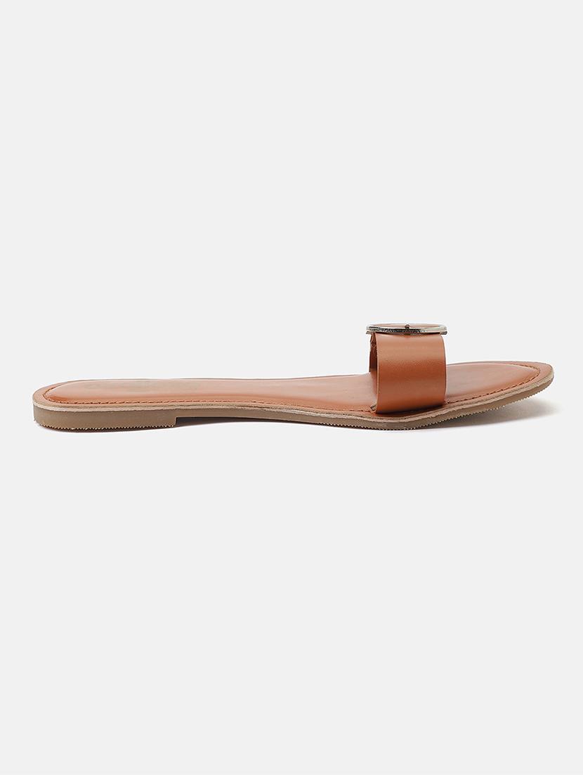 women solid slip on sandal - 18602452 - Standard Image - 1