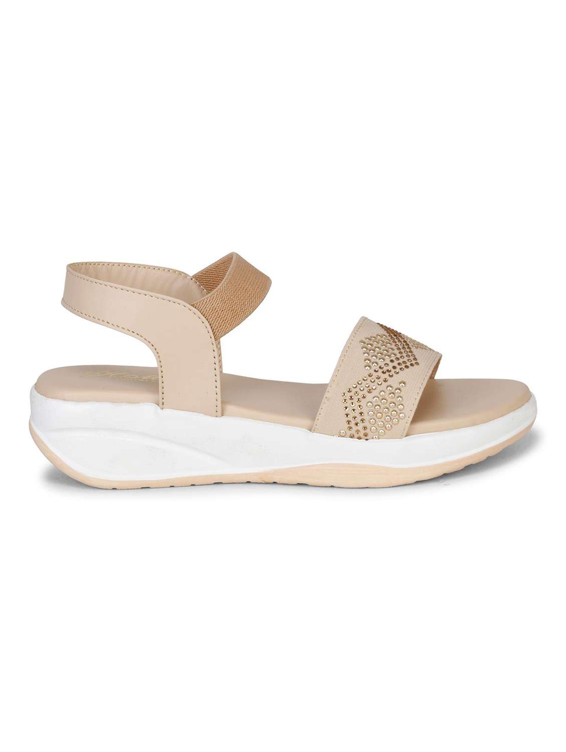 women beige back strap wedge - 18606103 -  Standard Image - 1