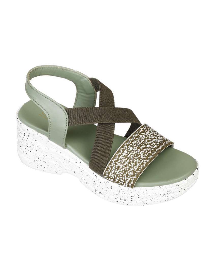 women printed back strap wedge