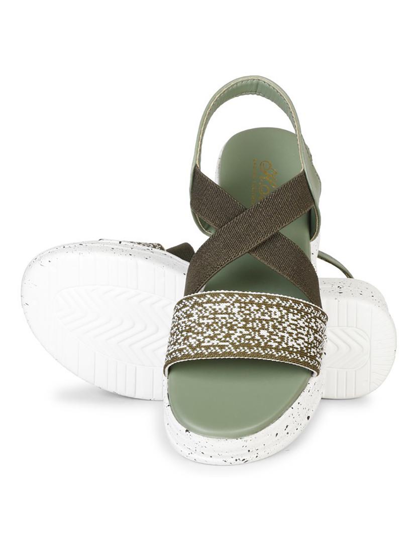women printed back strap wedge - 18606133 - Standard Image - 1