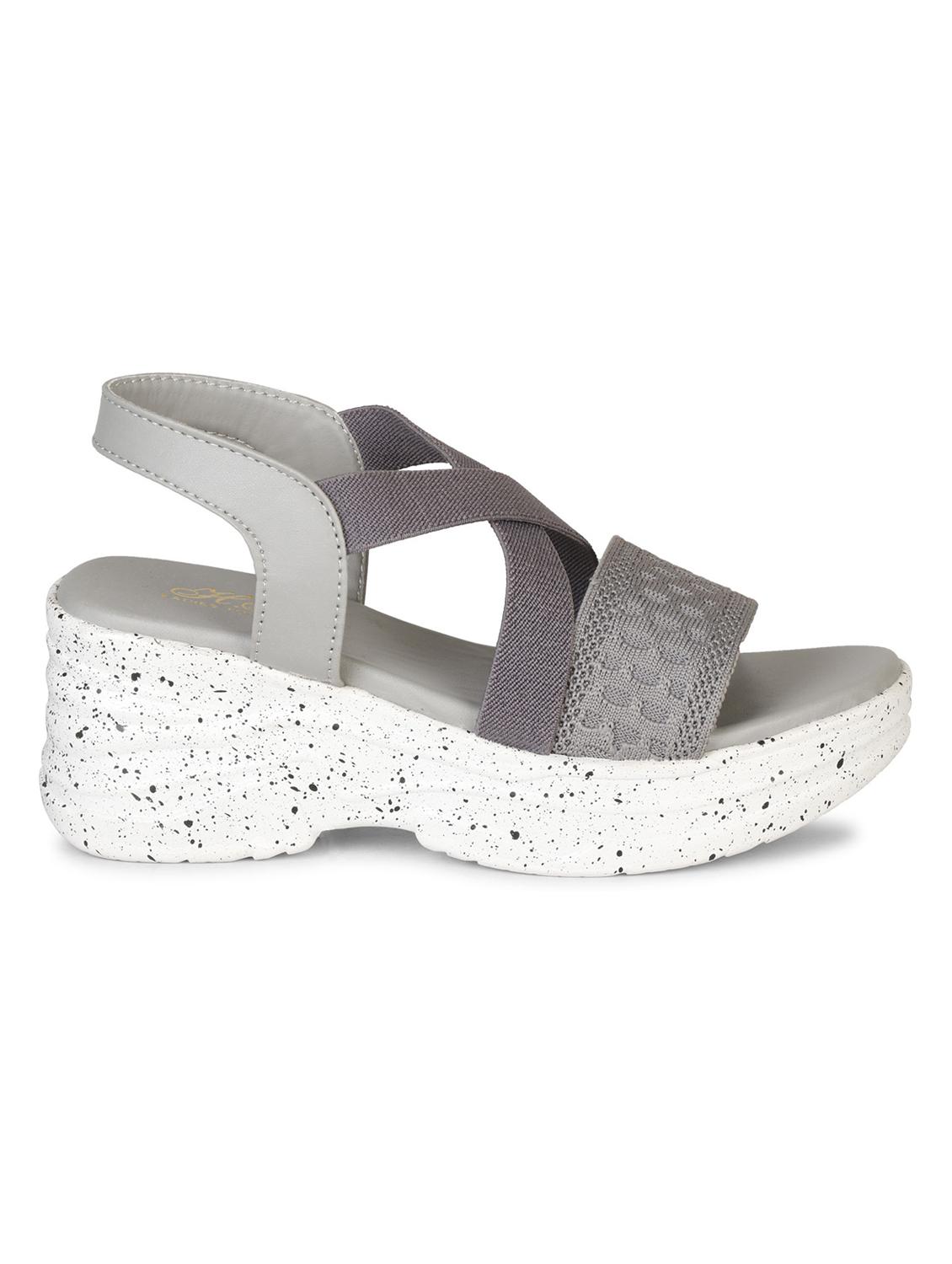 women grey back strap wedge - 18606162 - Standard Image - 1