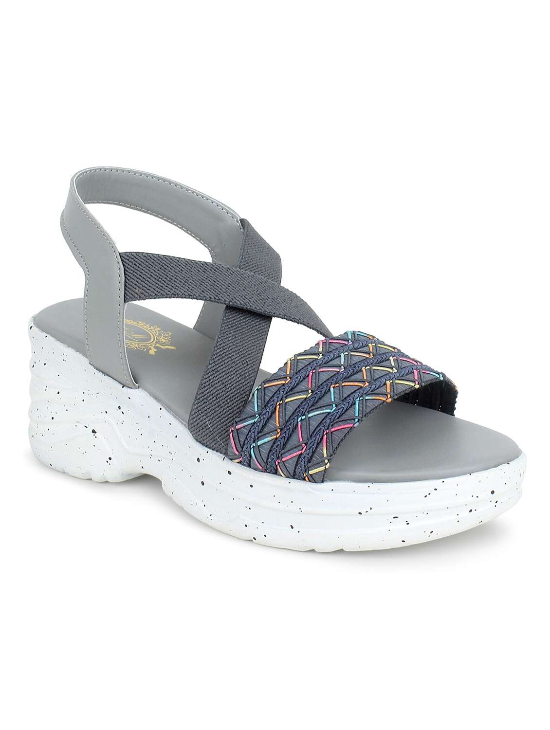 women grey back strap wedge