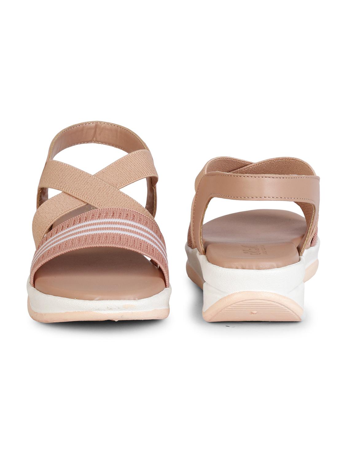 women striped back strap wedge - 18606196 -  Standard Image - 1