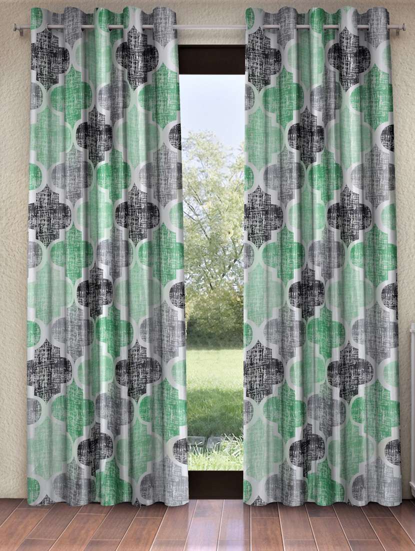 geometric motif printed curtains