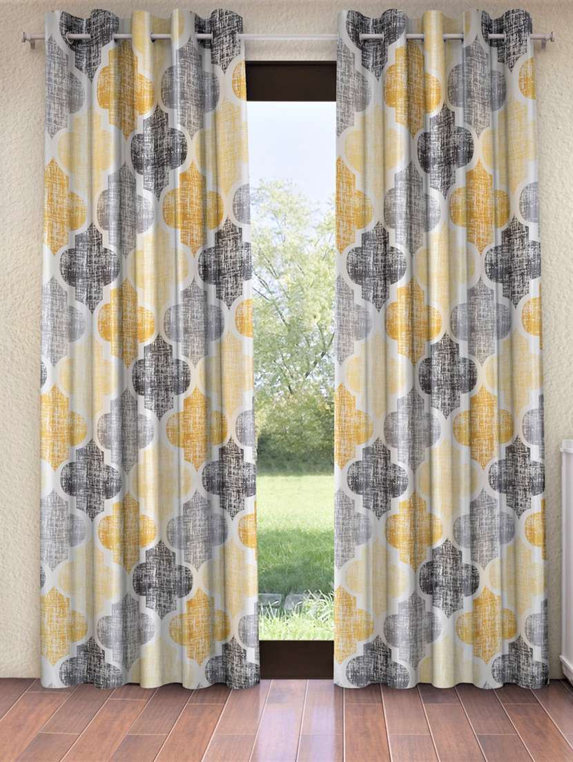 geometric motif printed curtains