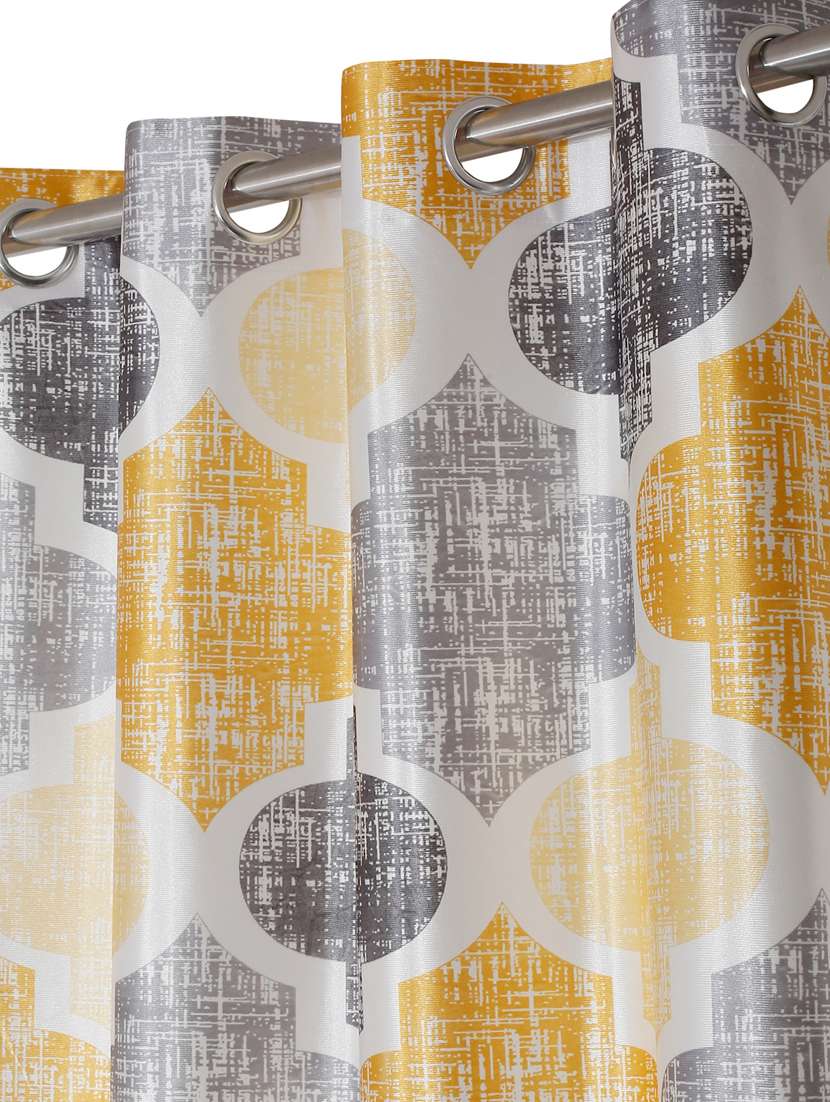 geometric motif printed curtains - 18606870 - Standard Image - 1