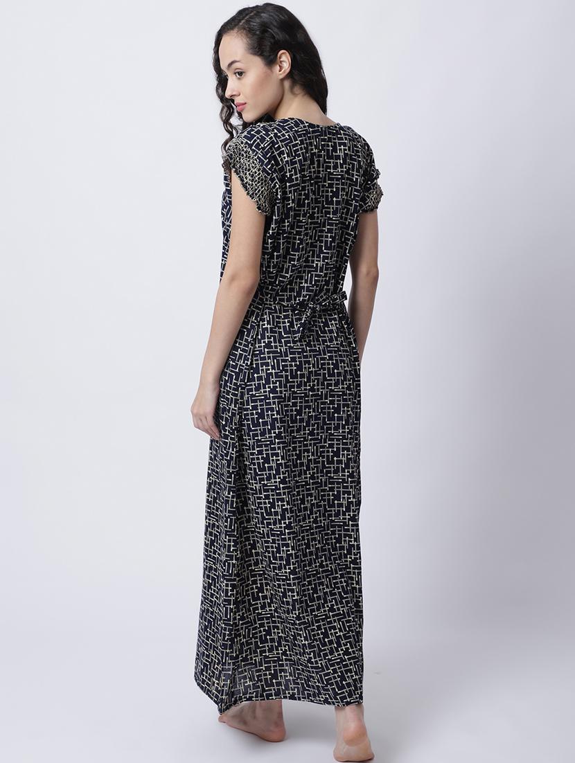 round neck printed nighty - 18607406 - Standard Image - 1